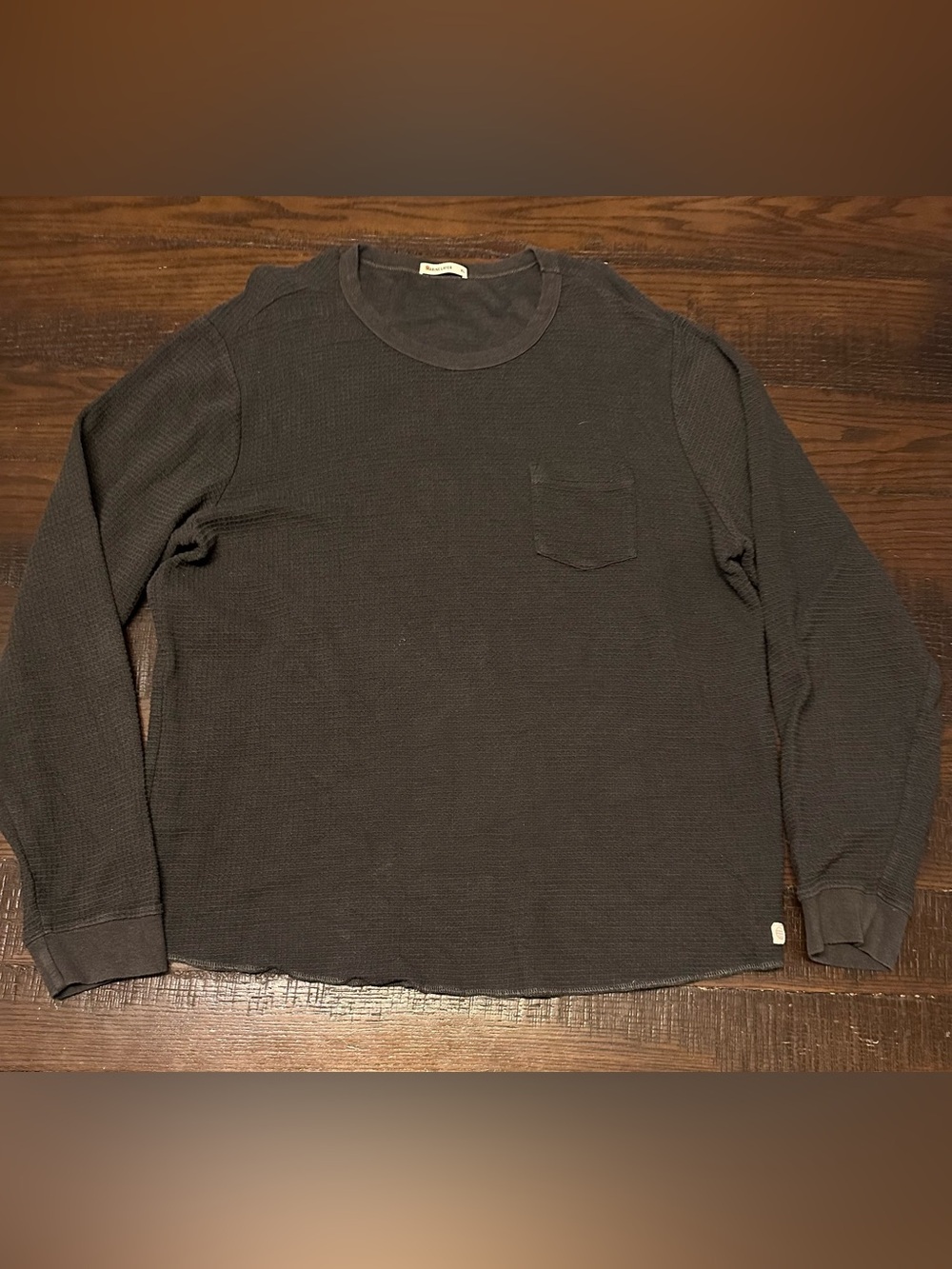 Marine Layer Men's Black Long-Sleeve Thermal Pocket Tee